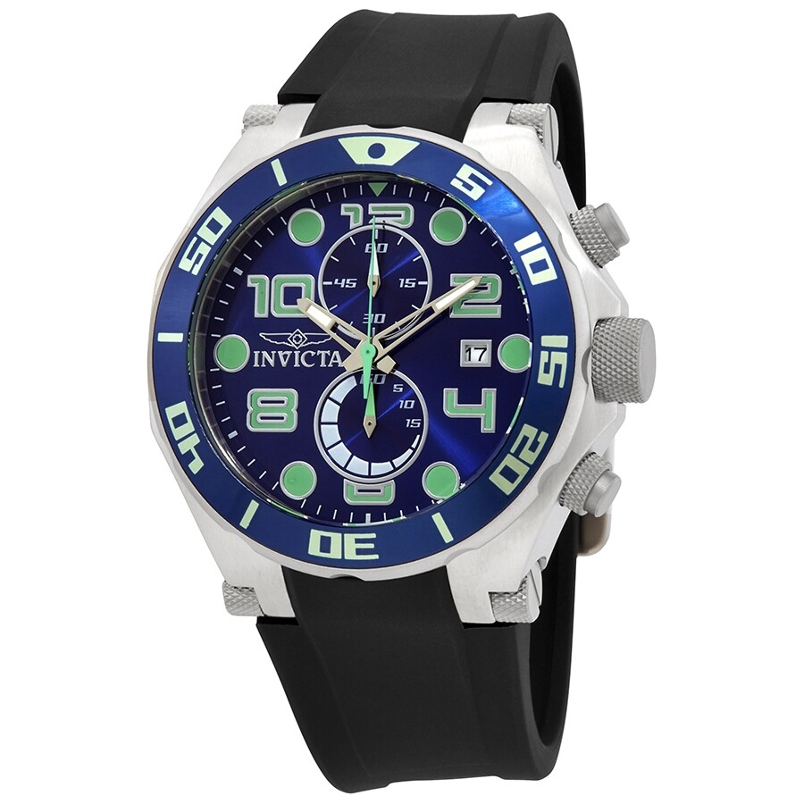 Invicta Pro Diver Chronograph Blue Dial Black Polyurethane Men's Watch 17813