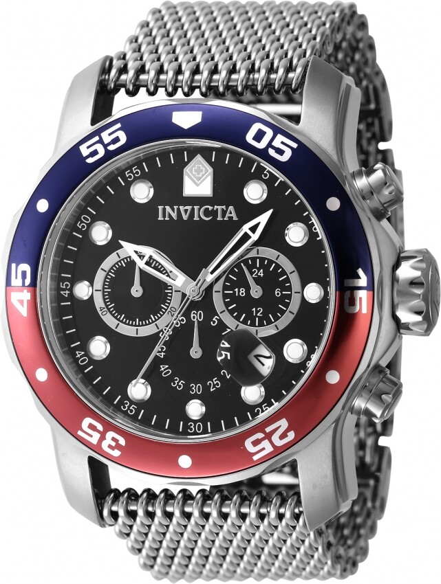 Invicta Pro Diver Chronograph GMT Quartz Black Dial Pepsi Bezel Men's Watch 47630