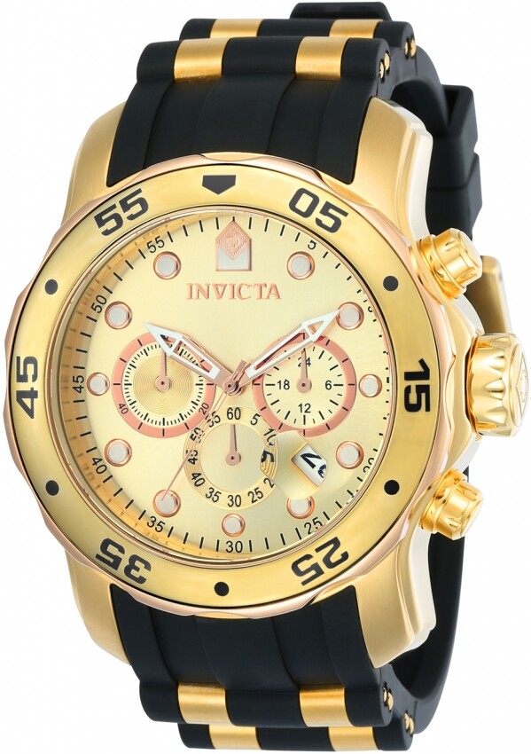 Invicta Pro Diver Chronograph Gold Dial Black Rubber Men's Watch 17884