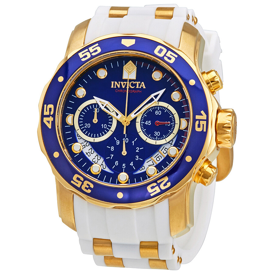 Invicta Pro Diver Chronograph Mother of Pearl White Polyurethane Men's Watch 20288