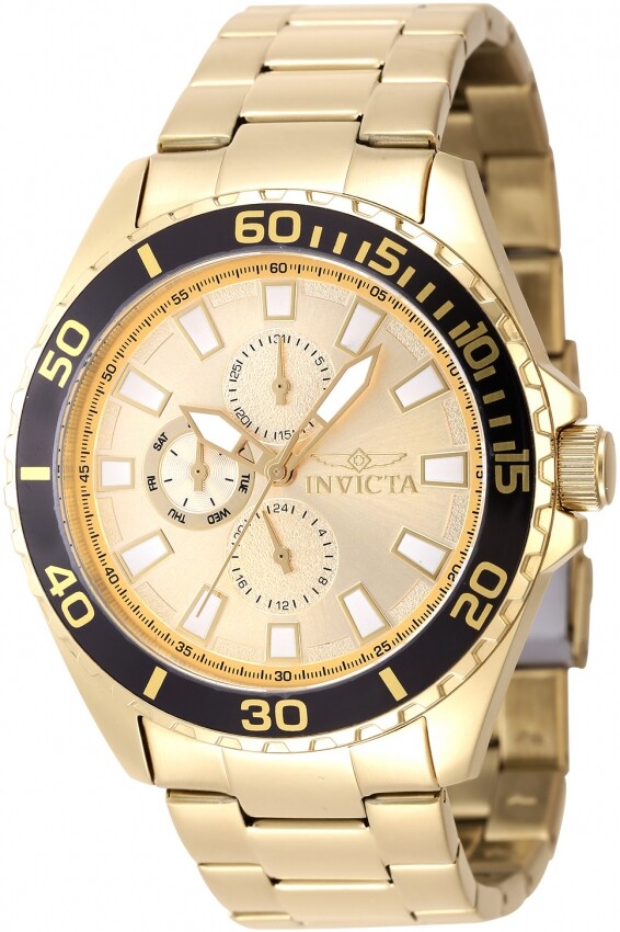 Invicta Pro Diver GMT Date Quartz Gold Dial Men's Watch 47577