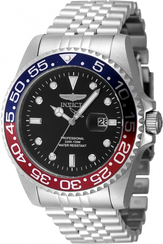 Invicta Pro Diver Quartz Black Dial Pepsi Bezel Men's Watch 48388