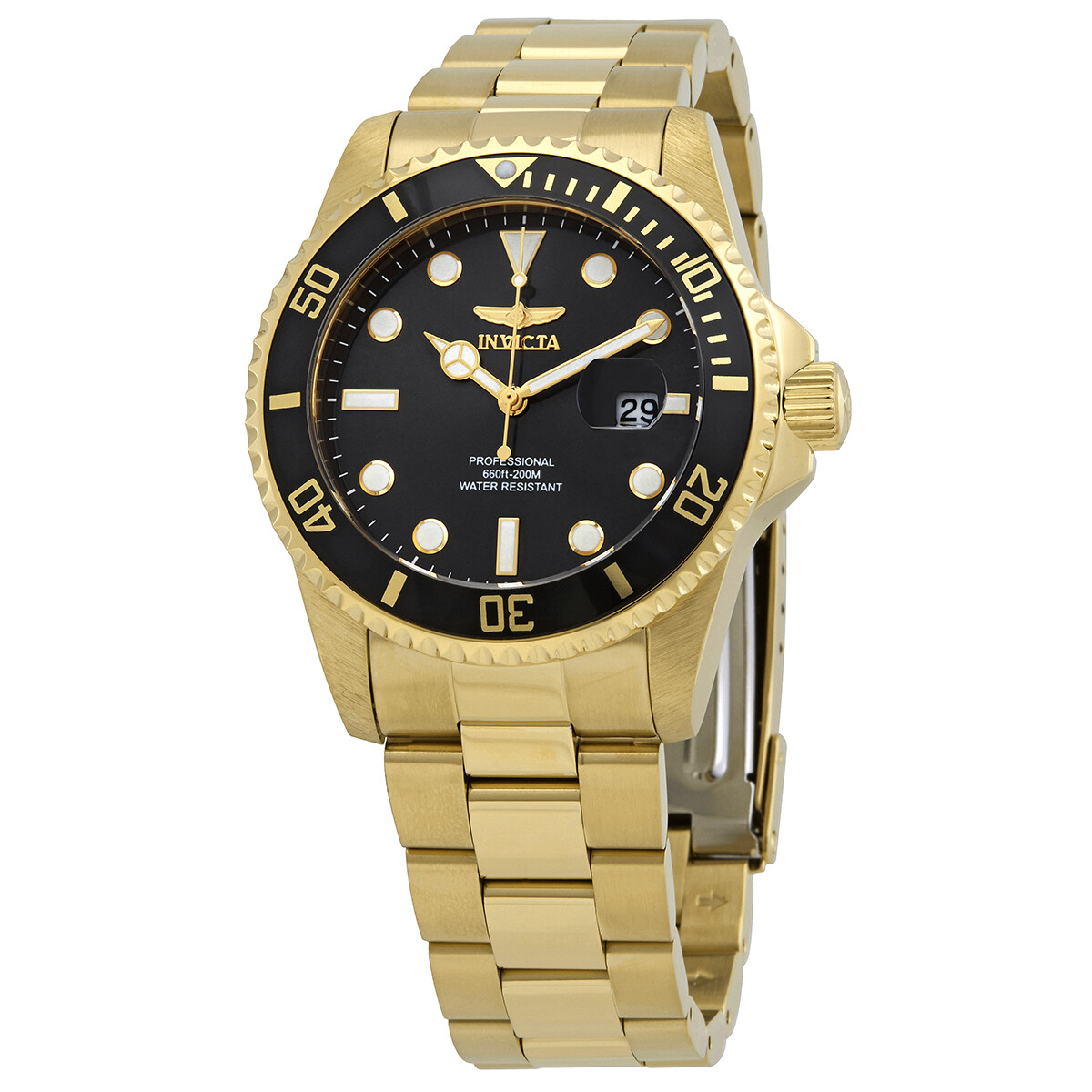Invicta Pro Diver Quartz Black Dial Yellow Gold-tone Men's Watch 33271