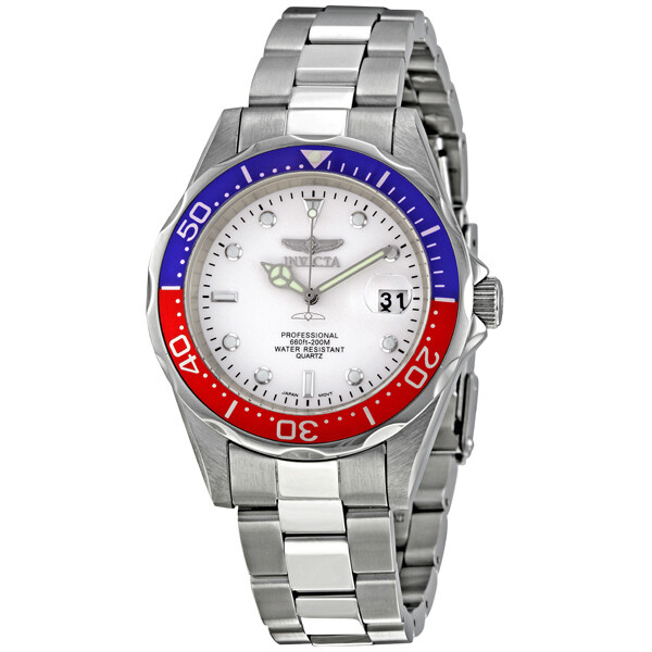 Invicta Pro Diver Quartz Silver Dial Pepsi Bezel Men's Watch 8933