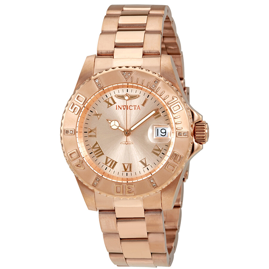 Invicta Pro Diver Rose Dial Rose Gold-tone Ladies Watch 12821