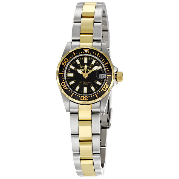 Invicta Signature Lady Quartz Black Dial Two-tone Ladies Watch 7063