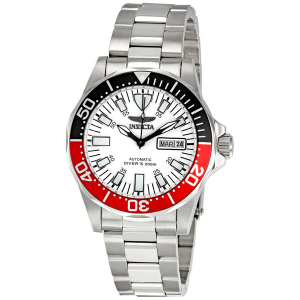 Invicta Signature Pro Diver Automatic White Dial Coke Bezel Men's Watch 7044