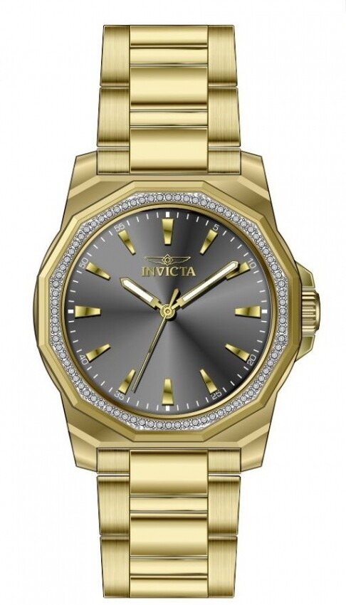 Invicta Speedway Quartz Crystal Charcoal Dial Ladies Watch 49114