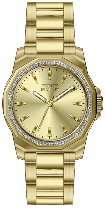 Invicta Speedway Quartz Crystal Gold Dial Ladies Watch 49113