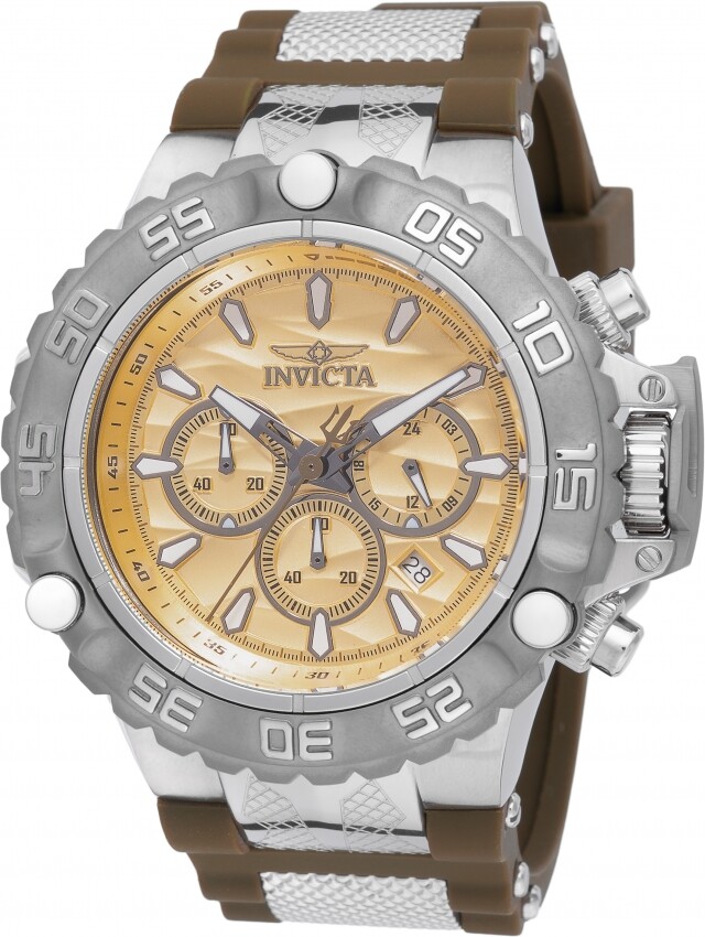 Invicta Subaqua Poseidon Chronograph GMT Quartz Gold Dial Men's Watch 48559