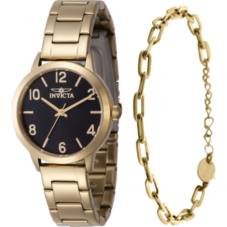 Invicta Wildflower Quartz Black Dial Ladies Watch 47273 With Bracelet