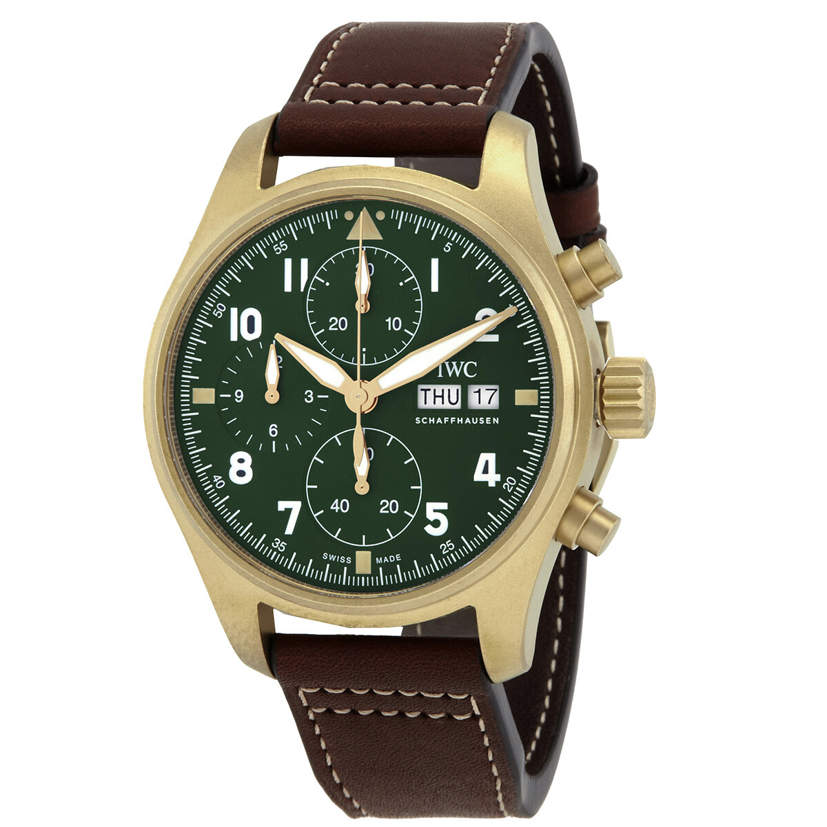 IWC Pilot Spitfire Chronograph Automatic Green Dial Men's Watch IW387902