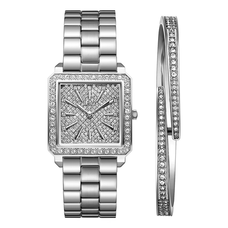 JBW Cristal 28 Jewelry Set Silver-tone Dial Ladies Watch J6387-SetC