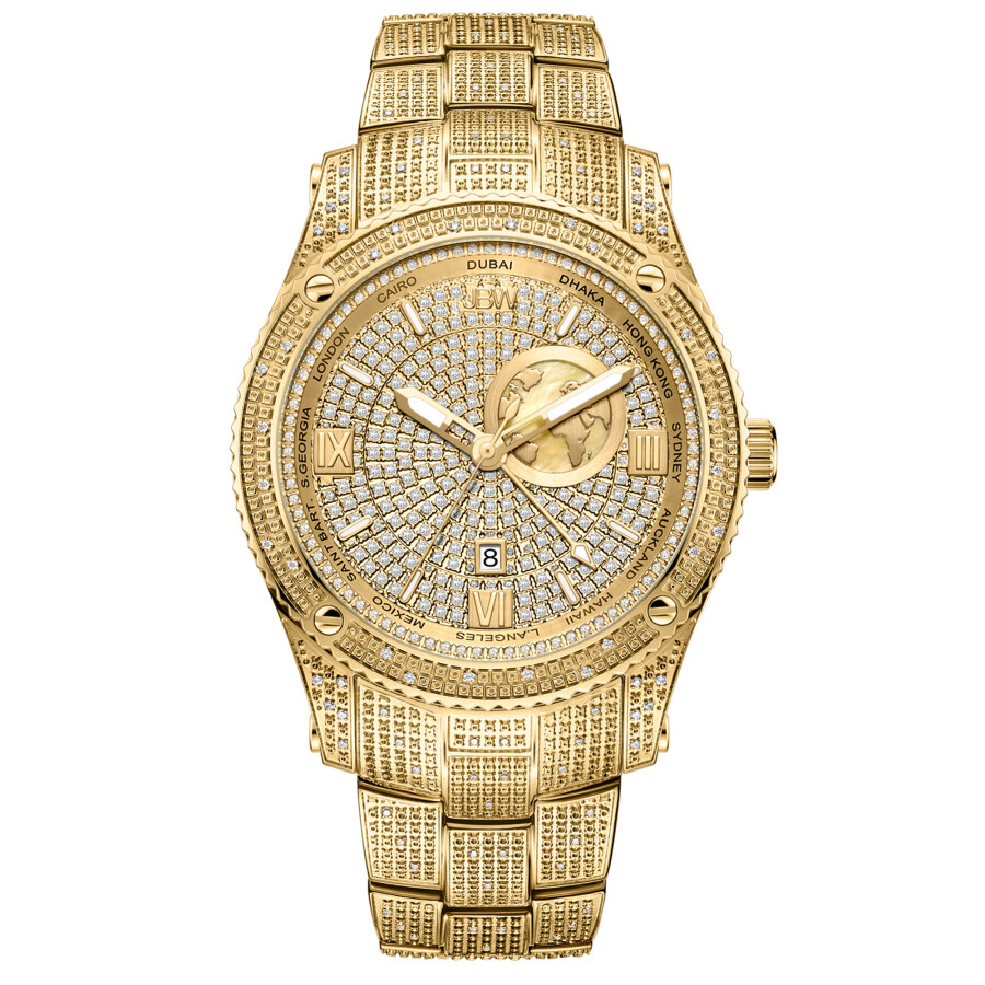 JBW Jet Setter GMT Quartz Diamond Gold Dial Men's Watch J6370A
