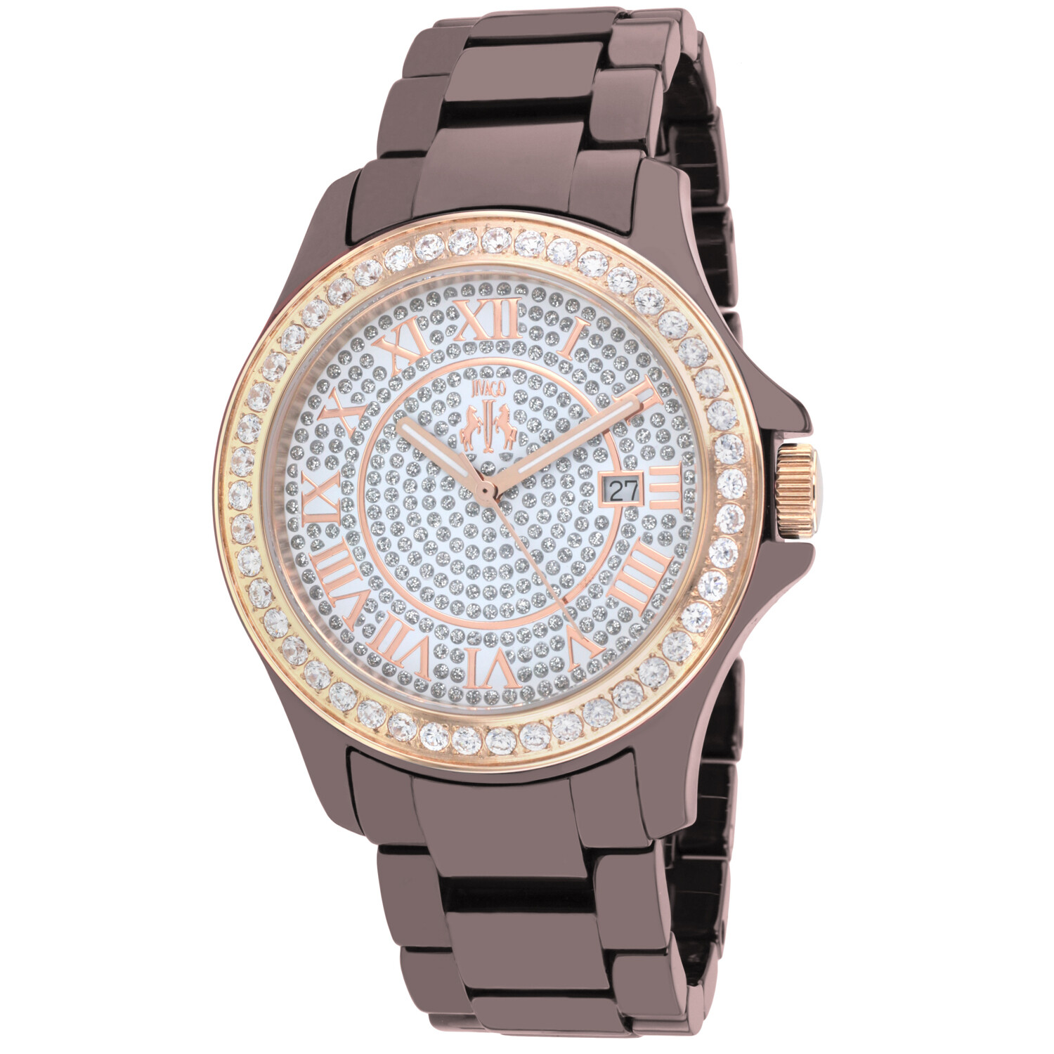 Jivago Ceramic Crystal Pave Dial Ladies Maroon Watch JV9416