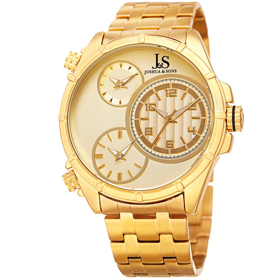Joshua and Sons Quartz Gold (Triple Time) Dial Men's Watch JX128YG