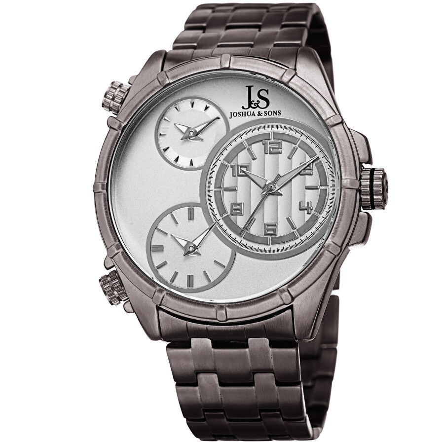 Joshua and Sons Quartz Silver Triple Time Zone Dial Men's Watch JX128GN