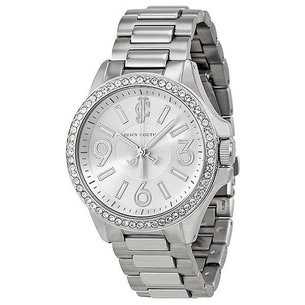 Juicy Couture Jetsetter Silver Dial Stainless Steel Swarovski Crystal Ladies Watch 1900958