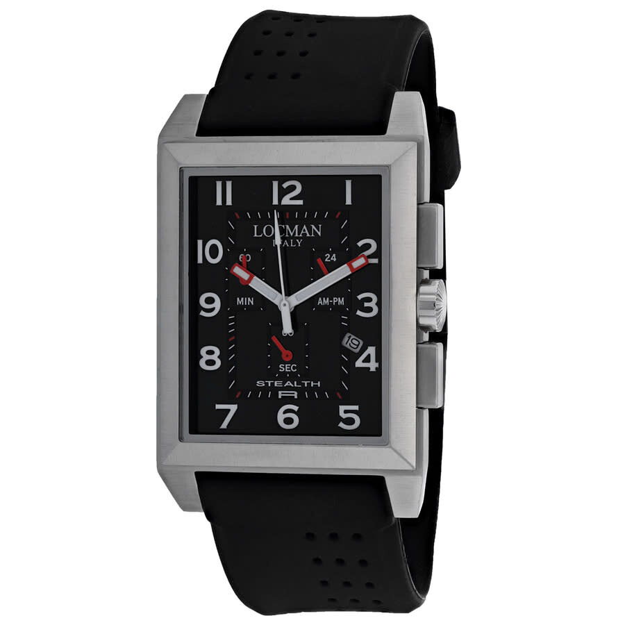 Locman Stealth R Chronograph Black Dial Black Silicone Strap Men's Watch Lo-242Bk2bk