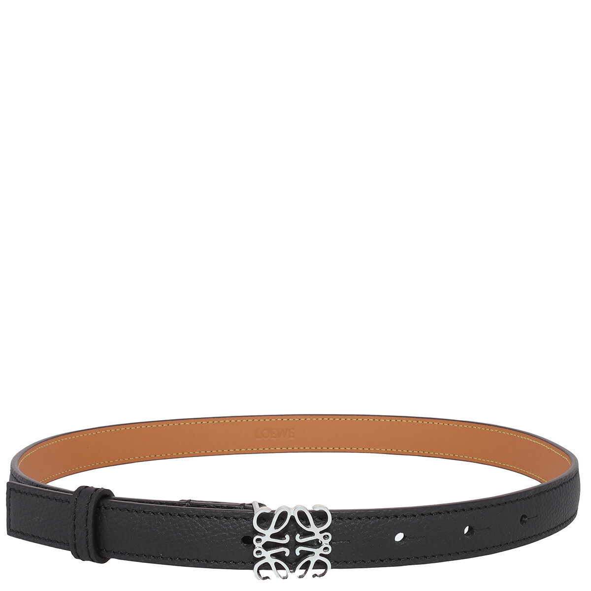 Loewe Round Soft Logo Engraved Buckle Leather Belt, Size 85