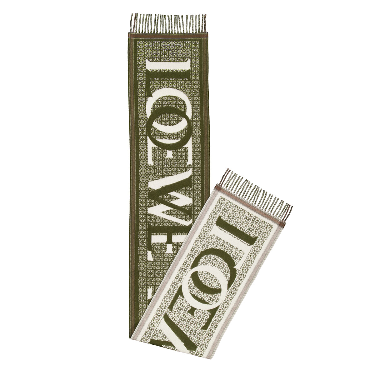 Loewe Logo Intarsia Fringed Wool Scarf F811257X03.4102