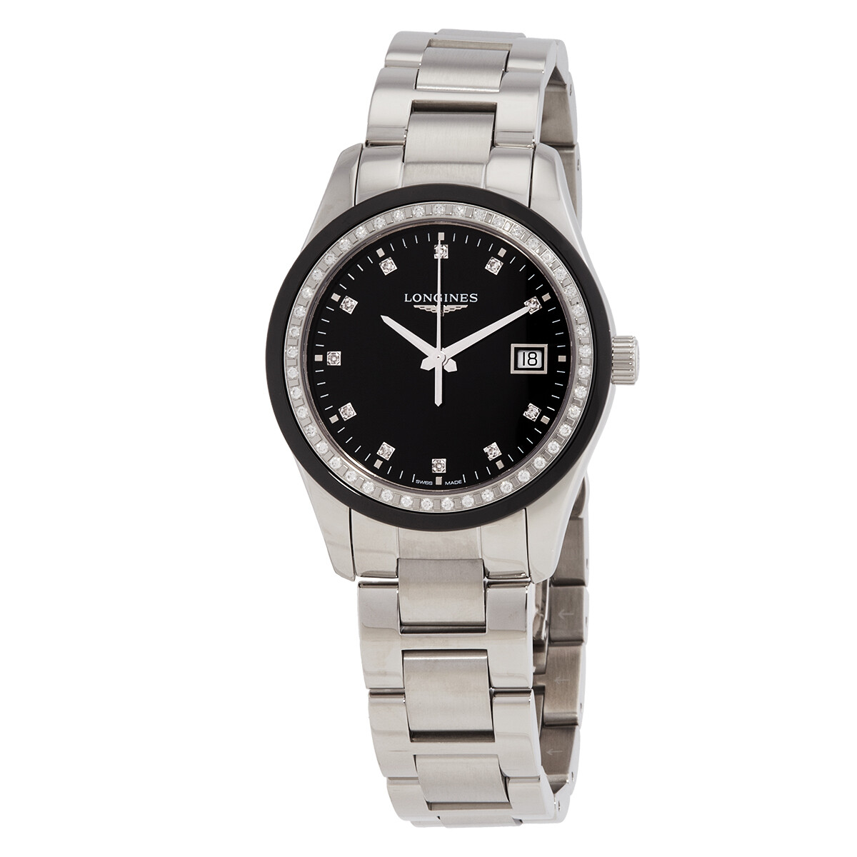 Longines Conquest Classic Quartz Diamond Black Dial Ladies Watch L2.387.0.57.6