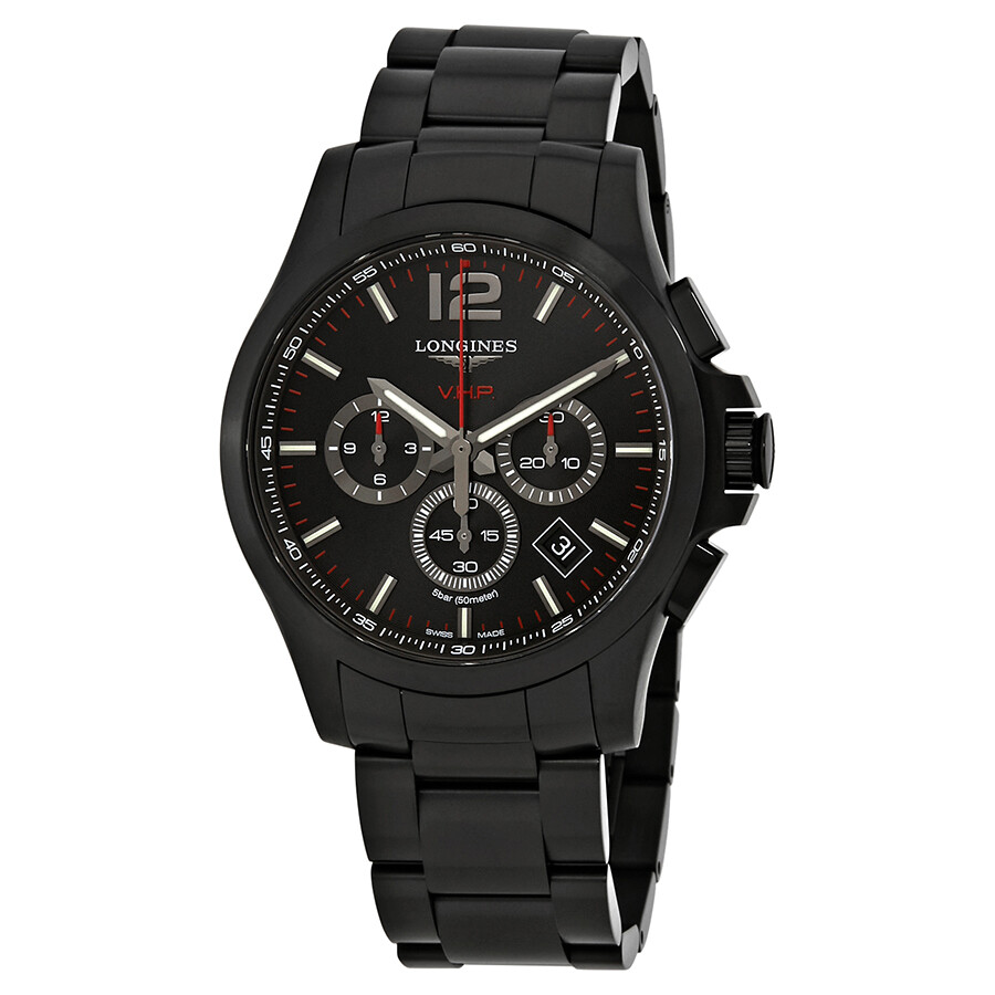 Longines Conquest V.H.P. Chronograph Black Carved Dial Men's Watch L37272566