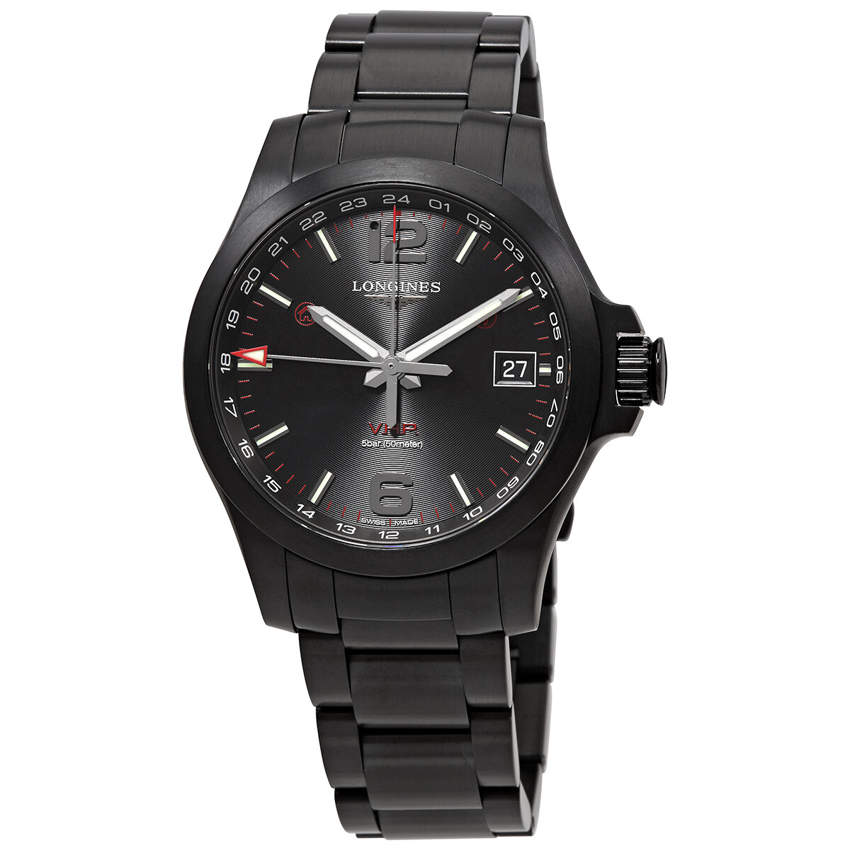 Longines Conquest V.H.P. Quartz Black Dial Men's Watch L37182566