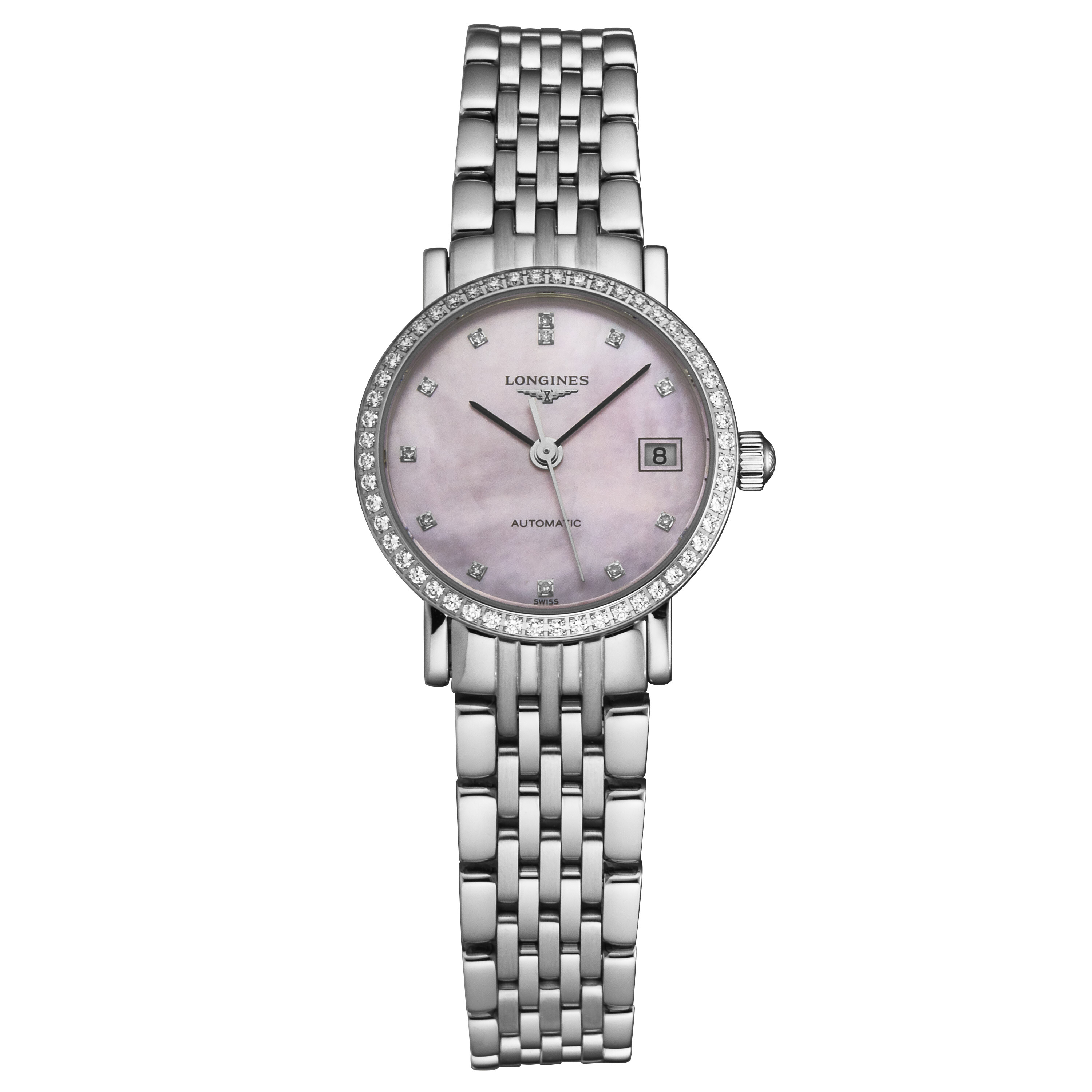 Longines Elegant Automatic Diamond Pink Dial Ladies Watch L4.309.0.89.6