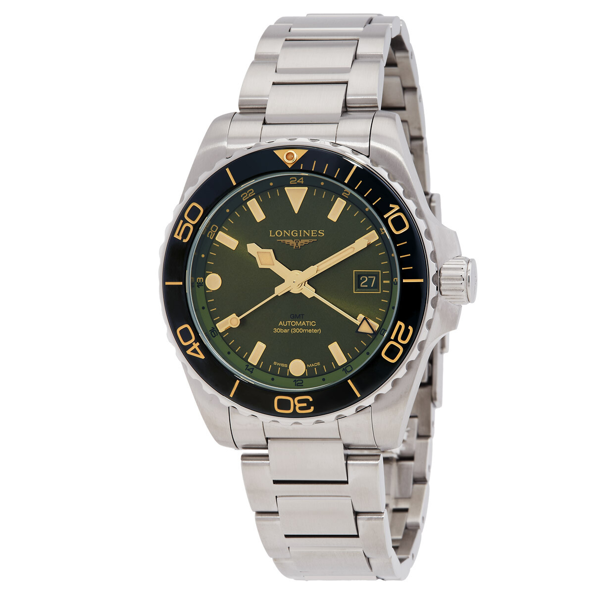 Longines Hydroconquest GMT Automatic Green Dial Men's Watch L3.790.4.06.6