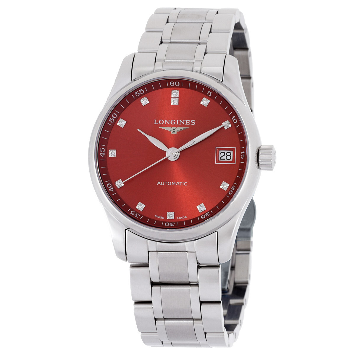 Longines Master Automatic Diamond Orange Dial Ladies Watch L2.357.4.08.6