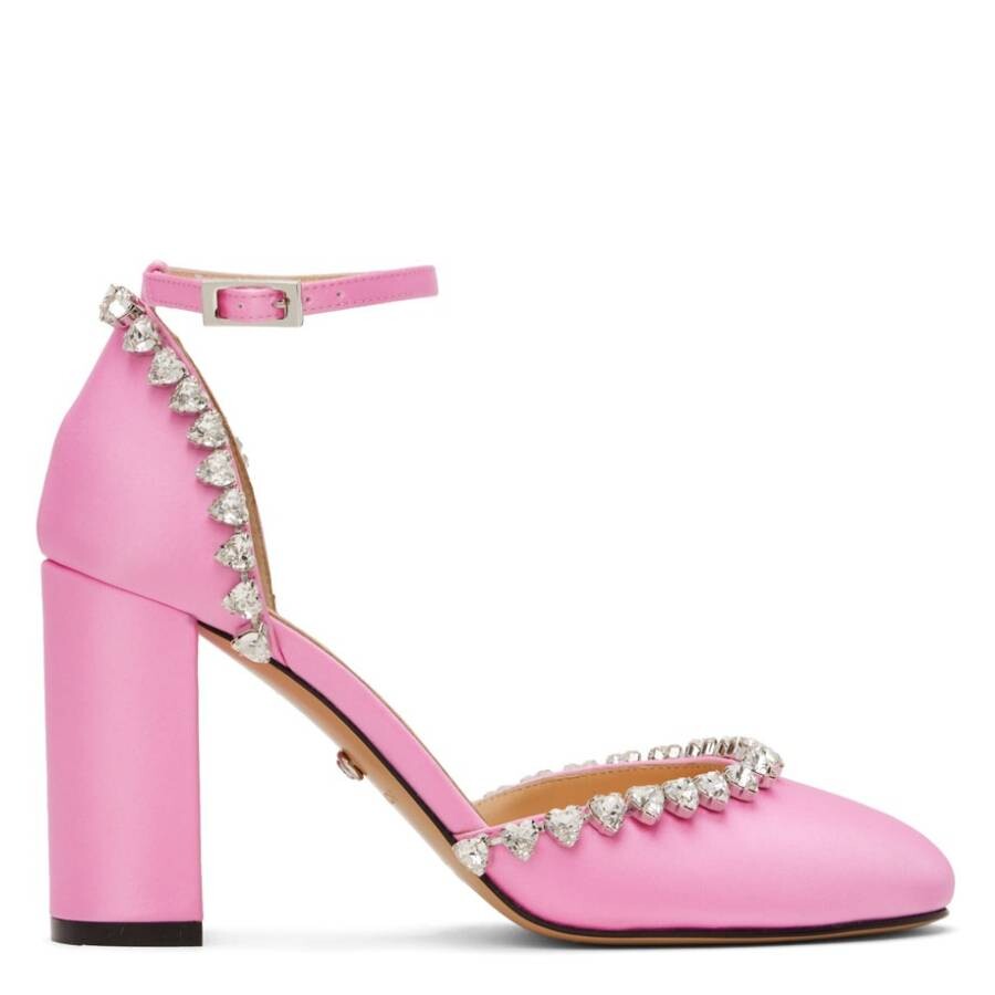 Mach & Mach Audrey 95 Crystal Heart Satin Pumps