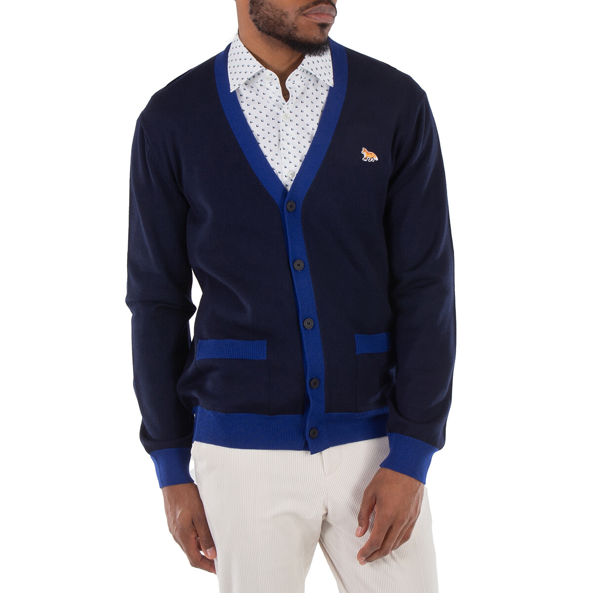 トップス MAISON KITSUNE FOX HEAD PATCH cardigan L Maison Kitsuné - Bold Fox Head Patch Regular Cardigan | HBX