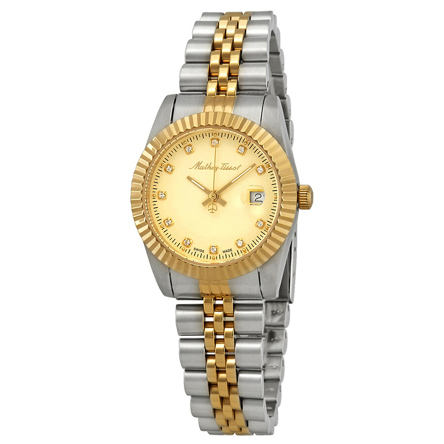Mathey-Tissot Mathey III Quartz Crystal Gold Dial Ladies Watch D810BDI