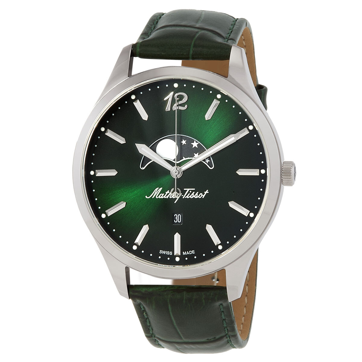 Mathey-Tissot Urban Moon Quartz Moon Phase Green Dial Men's Watch H411LAVM