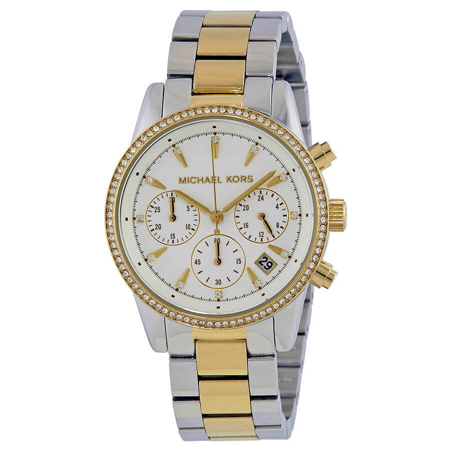 Michael Kors Ritz Chronograph Crystal White Dial Ladies Watch MK6474