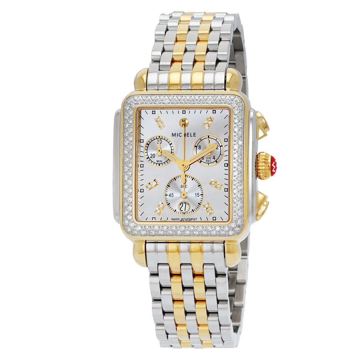 Michele Deco Chronograph Quartz Diamond Silver Dial Ladies Watch MWW06A000805