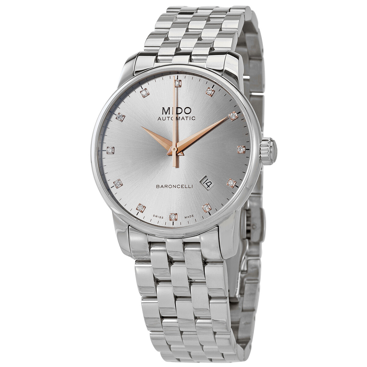 Mido Baroncelli Automatic Diamond Rhodium Dial Men's Watch M86004671