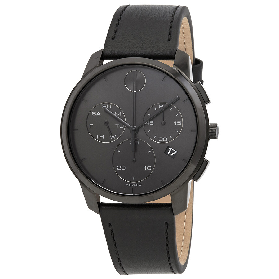 Movado Bold Black Dial Black Leather Men's Quartz Watch 3600297