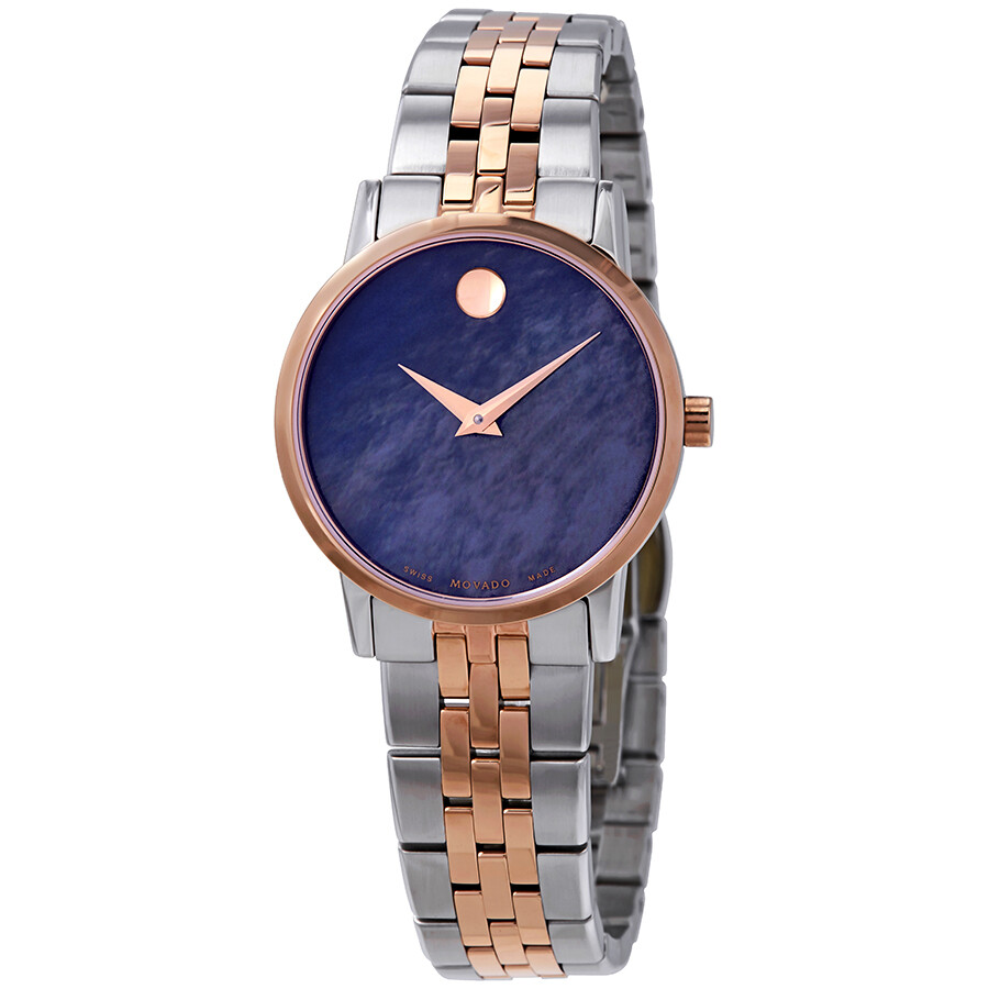 Movado Museum Classic Blue Mother of Pearl Dial Two-tone Ladies Watch 0607268