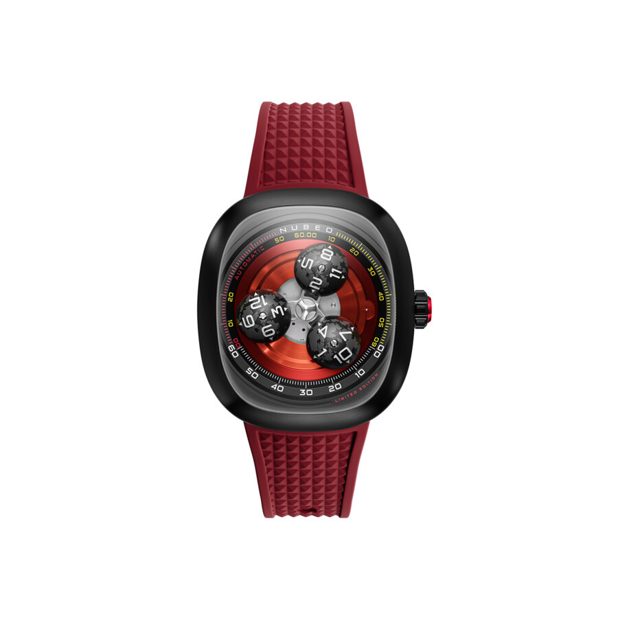 Nubeo Tri-Star Orbit Red Dial Men's Watch NB-6116-02