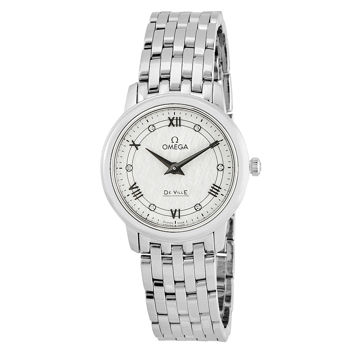 Omega De Ville Prestige White Silvery Diamond Dial Ladies Watch 424.10.27.60.52.002
