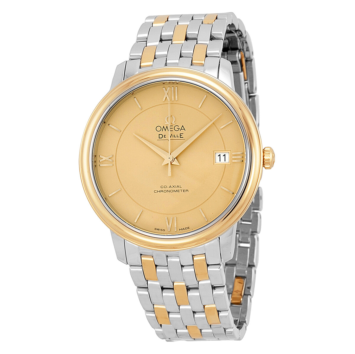 Omega DeVille Prestige Steel & 18kt Yellow Gold Champagne Dial Unisex Watch 42420372008001