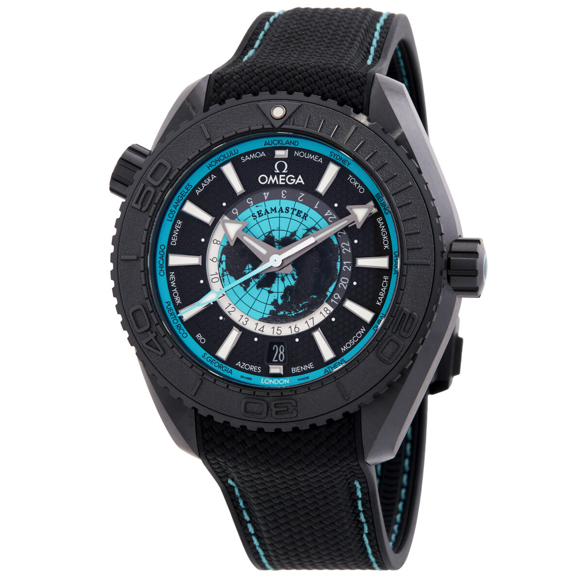 Omega Seamaster World Time GMT Automatic Chronometer Black Dial Men's Watch 215.92.46.22.01.006