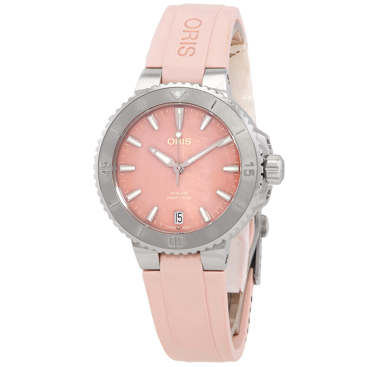 Oris Aquis Date Automatic Pink Mother of Pearl Dial Unisex Watch 01 733 7770 4158-07 4 18 66FC