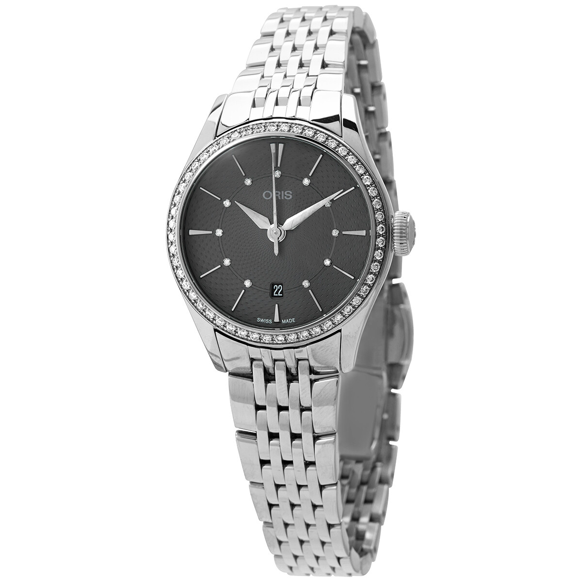 Oris Automatic Diamond Grey Dial Ladies Watch 01 561 7722 4953-07 8 14 79