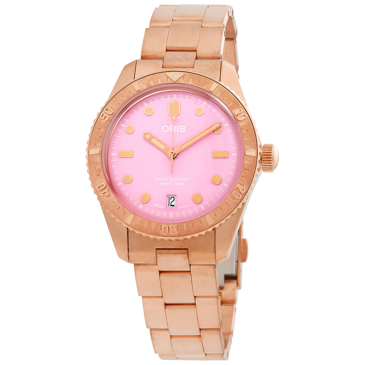 Oris Divers Sixty-Five Bronze 38mm Automatic Pink Dial Unisex Watch 01 733 7771 3158-07 8 19 15