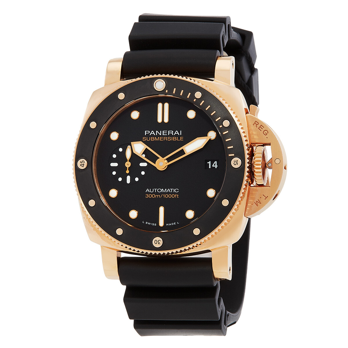 Panerai Submersible Goldtech Automatic Black Dial Men's Watch PAM01164