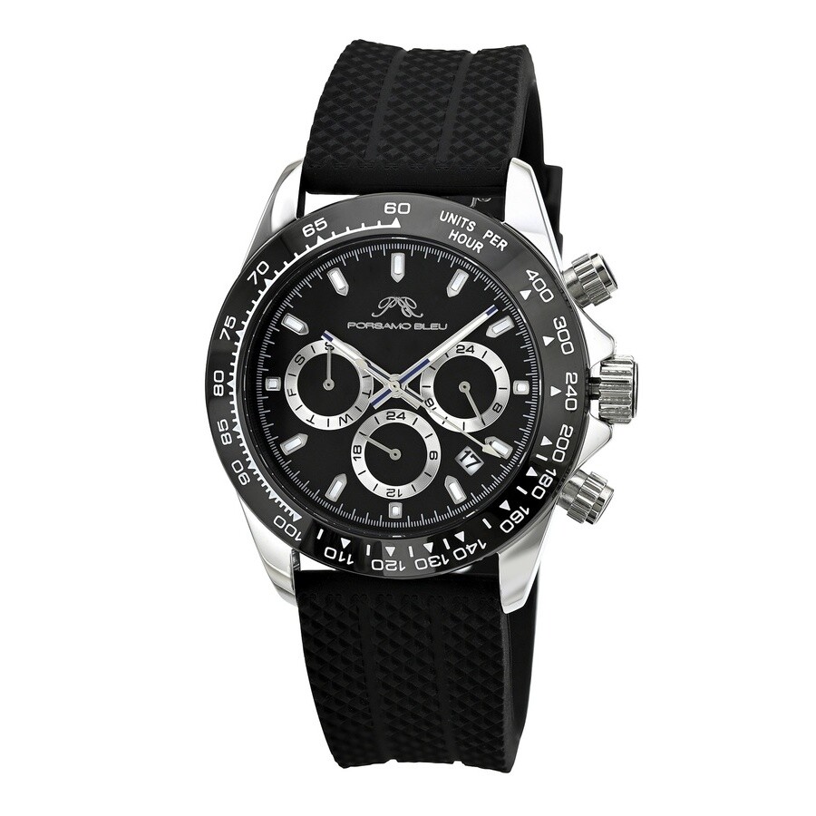 Porsamo Bleu Preston Sport Chronograph Quartz Black Dial Men's Watch 1037BPRR