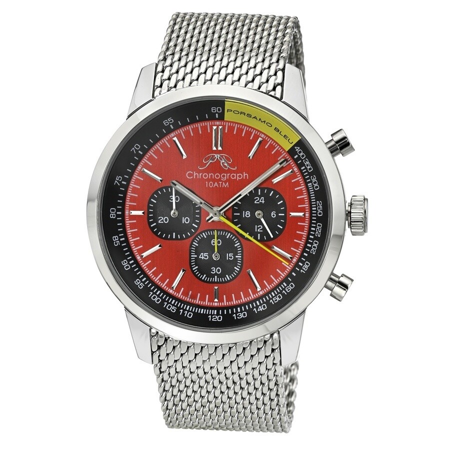 Porsamo Bleu Simon Chronograph Quartz Red Dial Men's Watch 1322BSIS